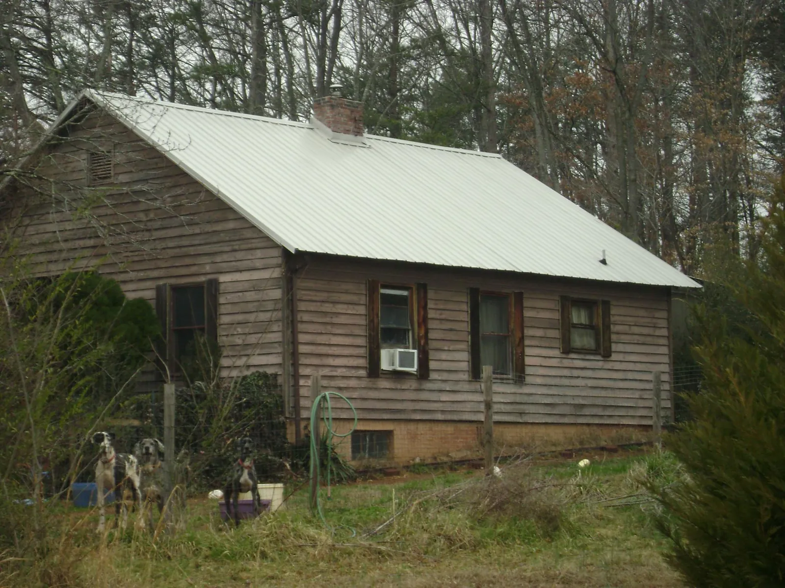White metal roof on an old wood sided farmhouse, from a Asphalt Shingle Roof Repair job in Mill Run